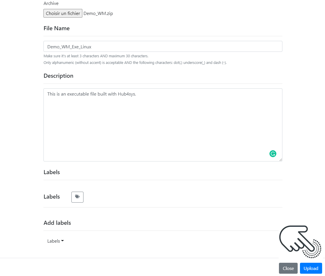 Create executable dialog Create executable dialog