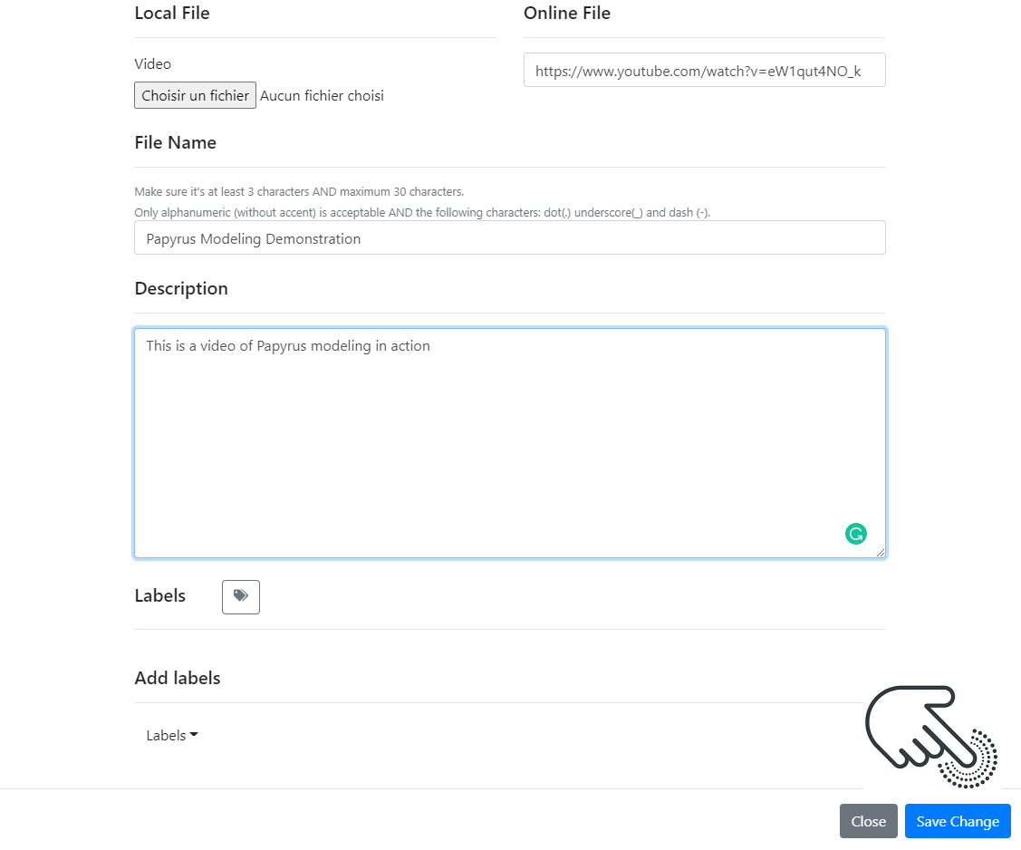 Add video dialog Add video dialog