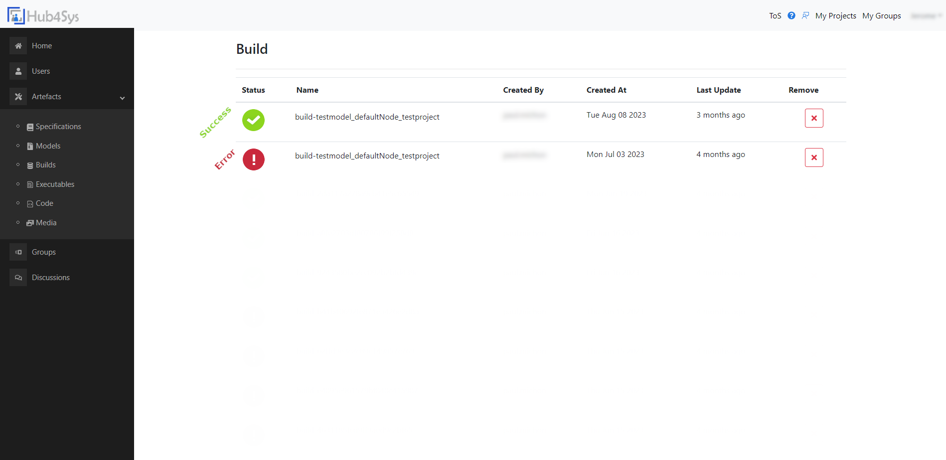 Builds page Builds page