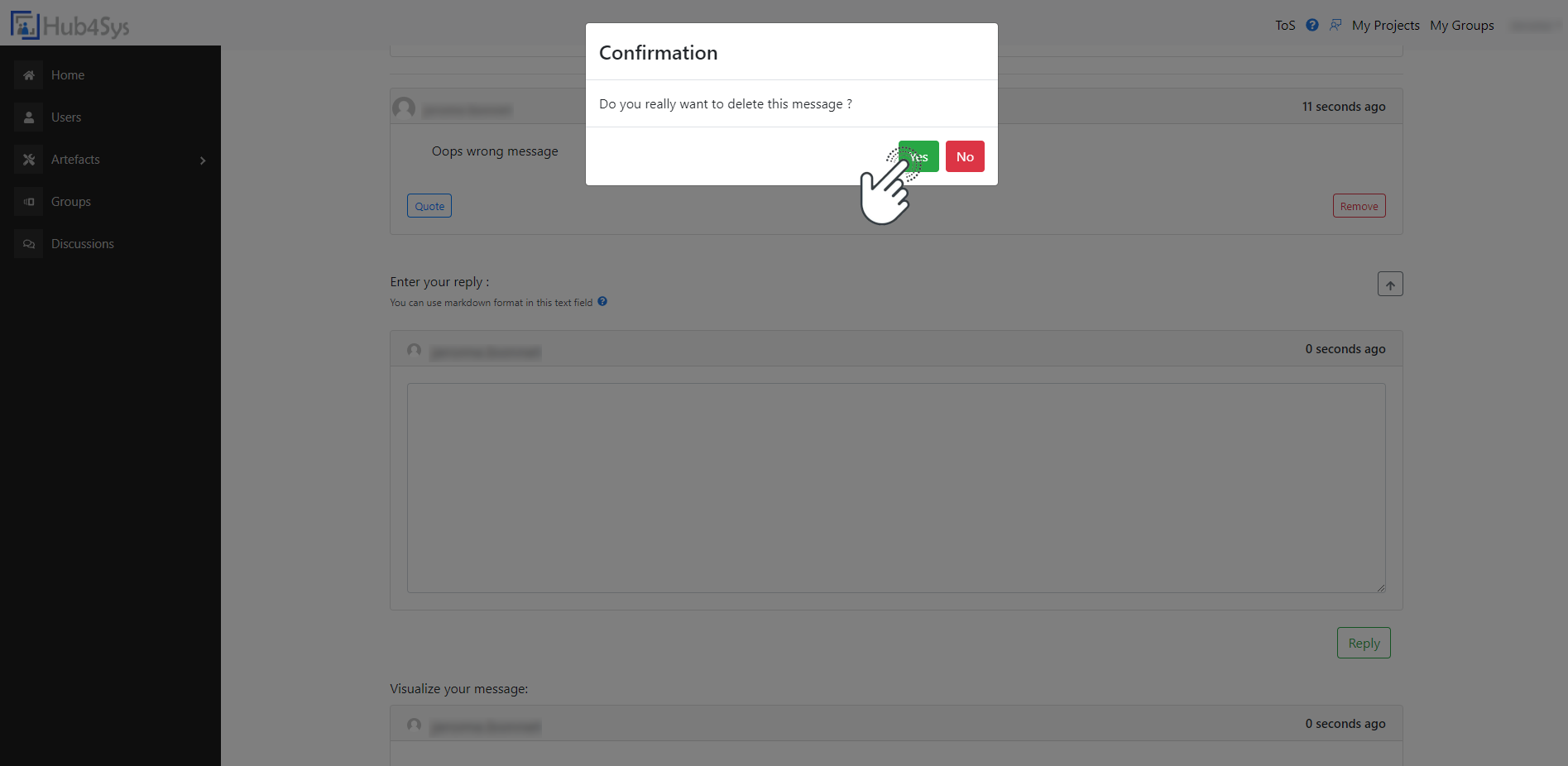 Discussion Delete Confirmation