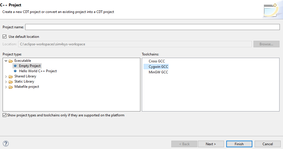 choosing CygWin GCC Toolchain choosing CygWin GCC Toolchain