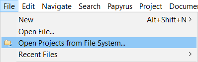 Open Projects from File System.. Open Projects from File System..