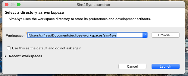 Chose a worskspace