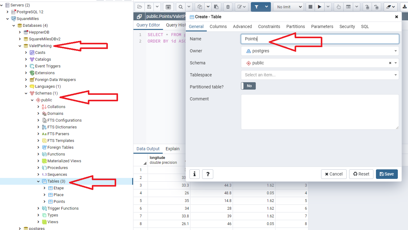 Create database table Create database table