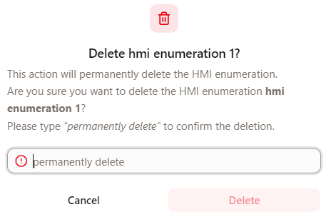Confirm delete enumeration