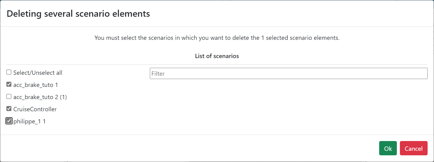 Delete scenario element Delete scenario element
