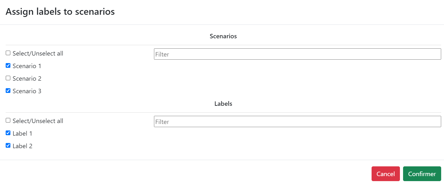 Select multiple labels