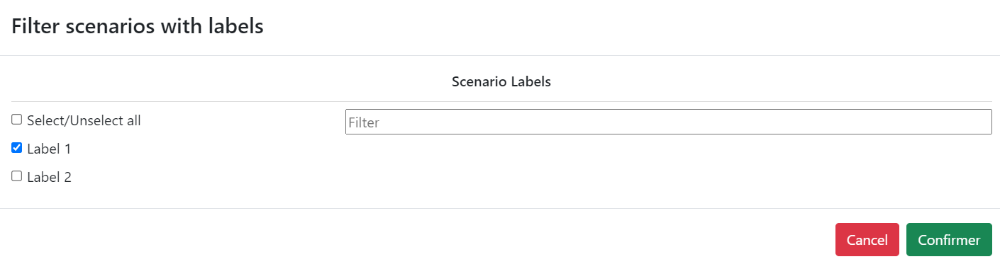filter scenarios with labels