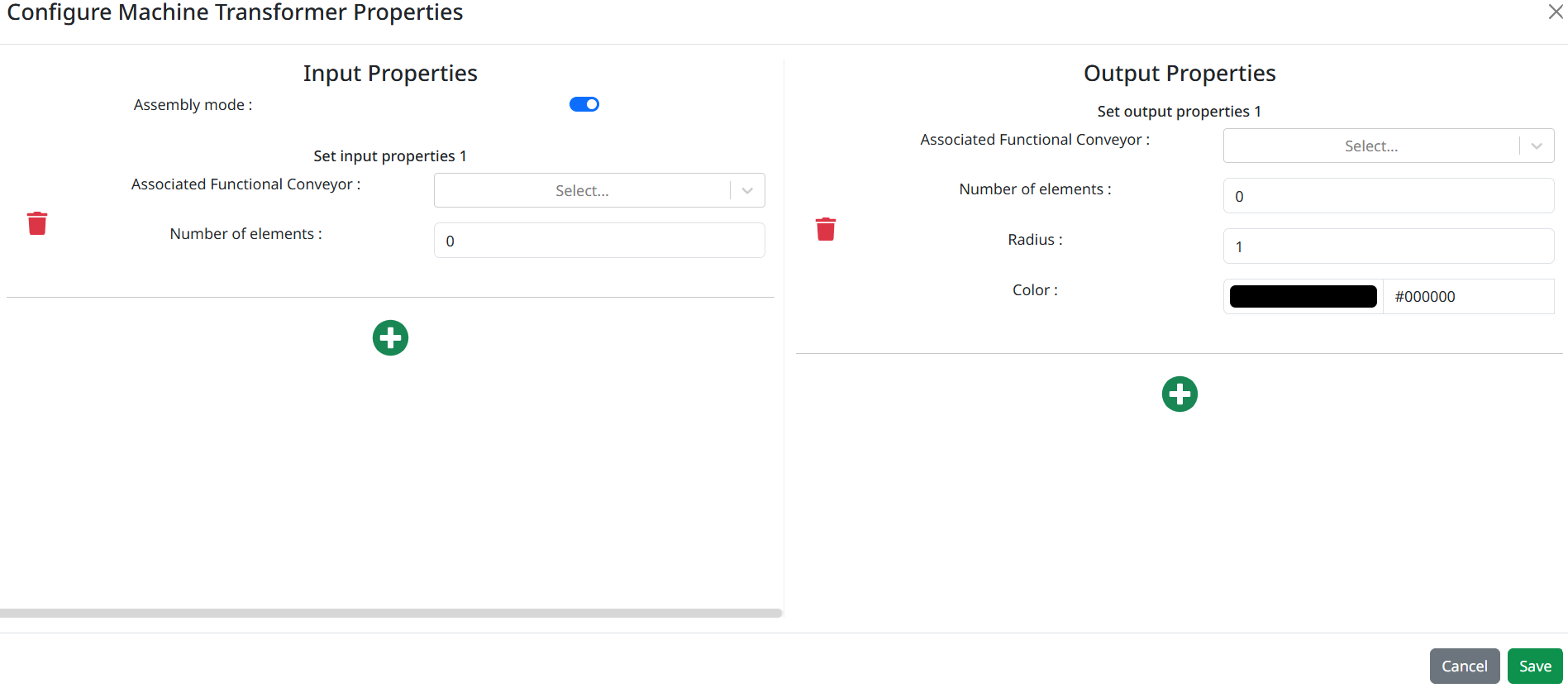 Machine transformer Properties Configure Machine Transformer Properties
