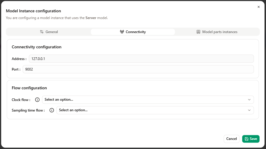 Model Instance Configuration : Connectivity Model Instance Configuration : Connectivity