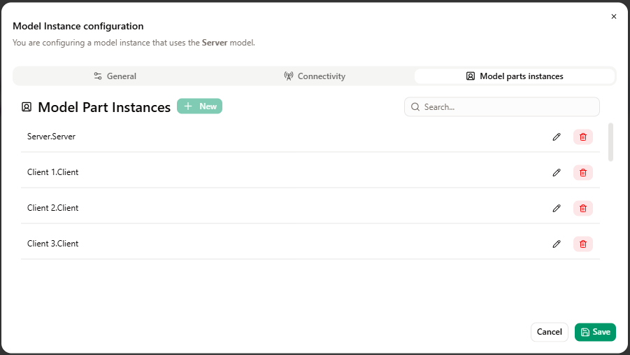 Model Instance Configuration : Model Part Instances Model Instance Configuration : Model Part Instances