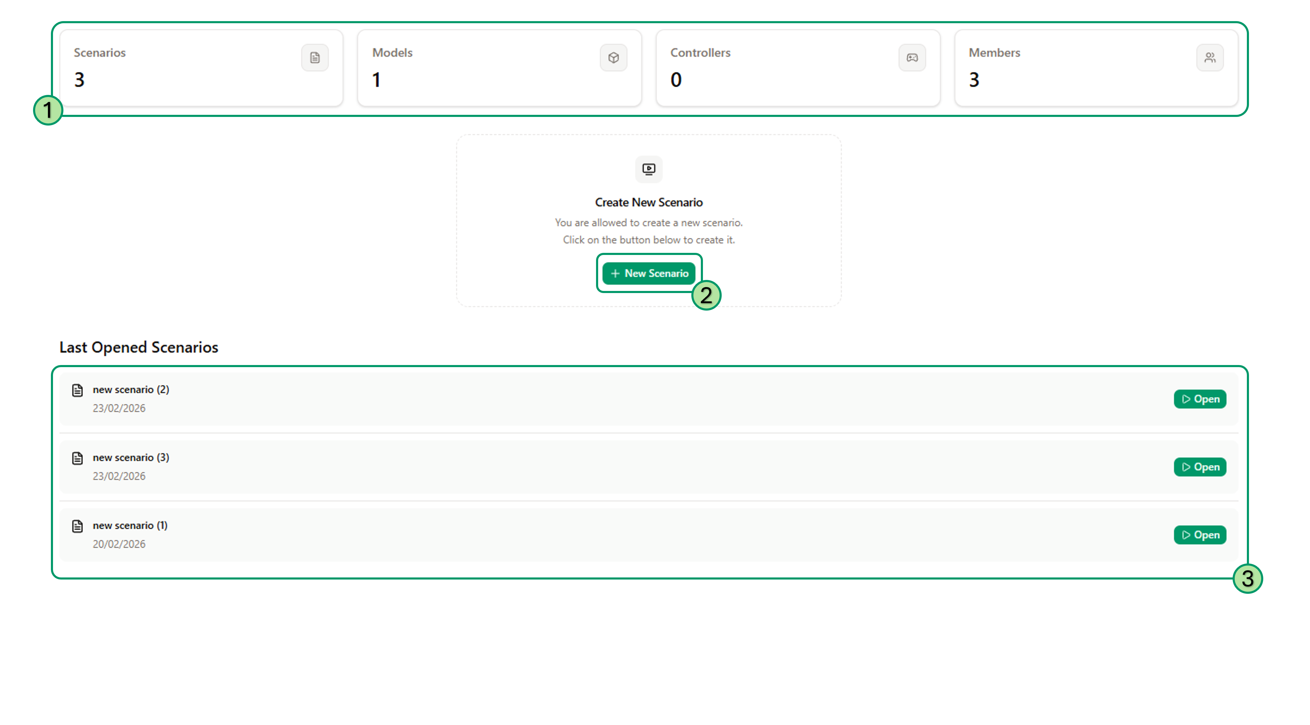 No scenario open view