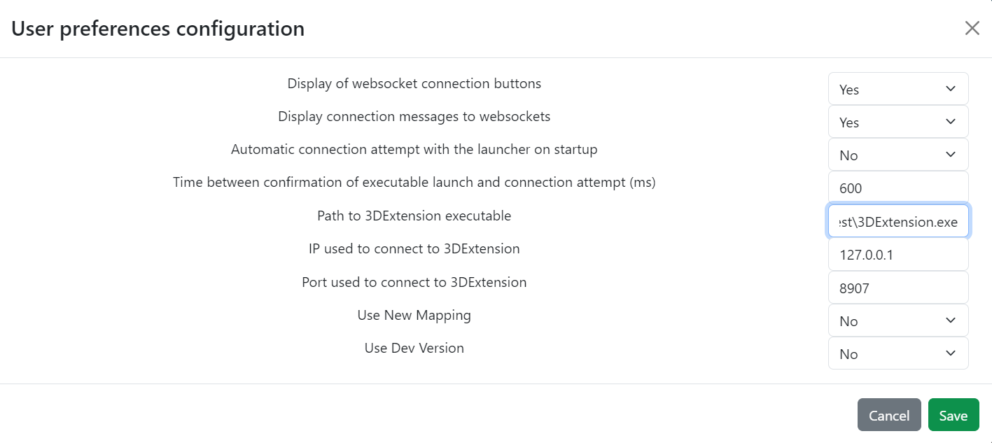 Port Websocket 3DExtension Port Websocket 3DExtension