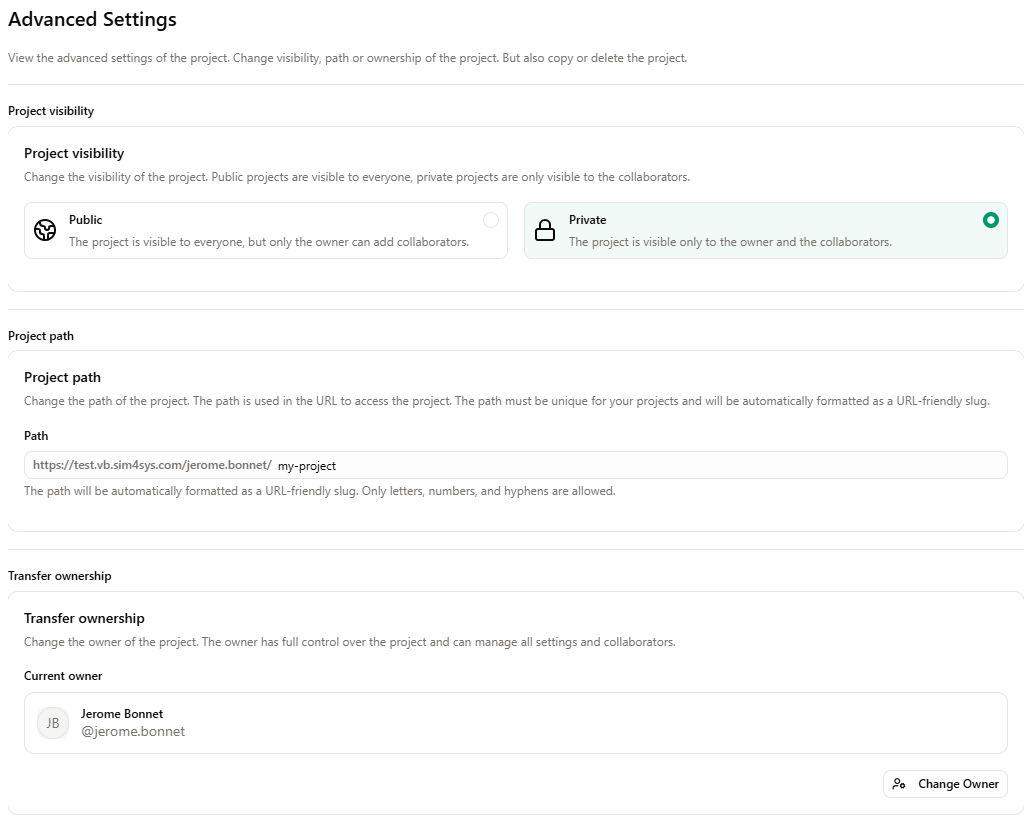 Project Advanced Settings