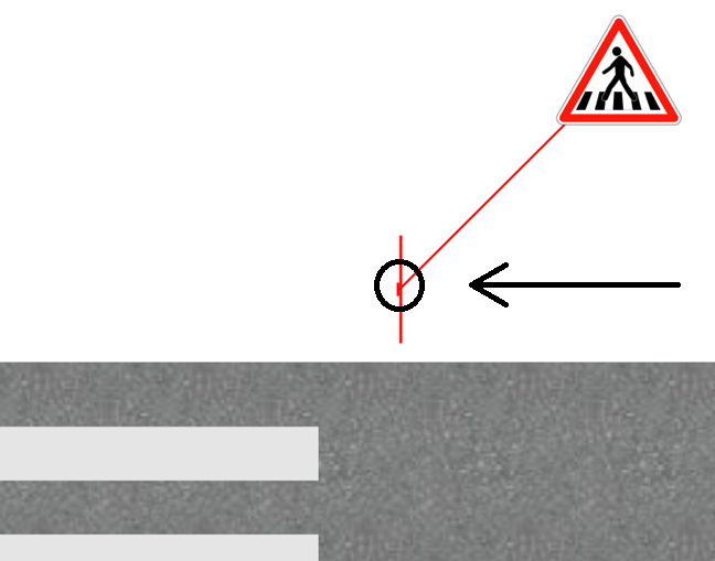 On a road sign's above the sky representation, the mounting bar can be observed behind the sign.