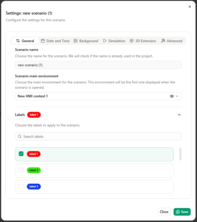 Scenario general settings