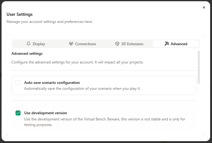 Advanced settings Advanced settings
