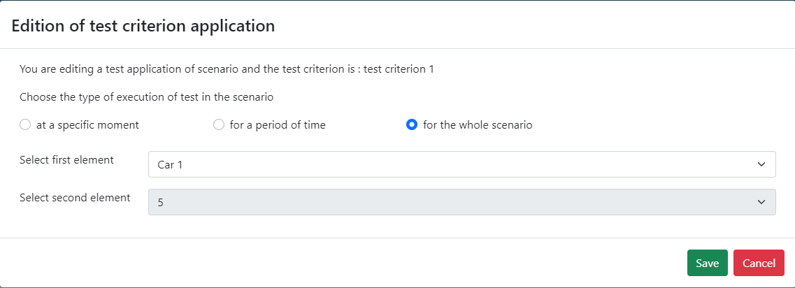 Edition of test criterion application