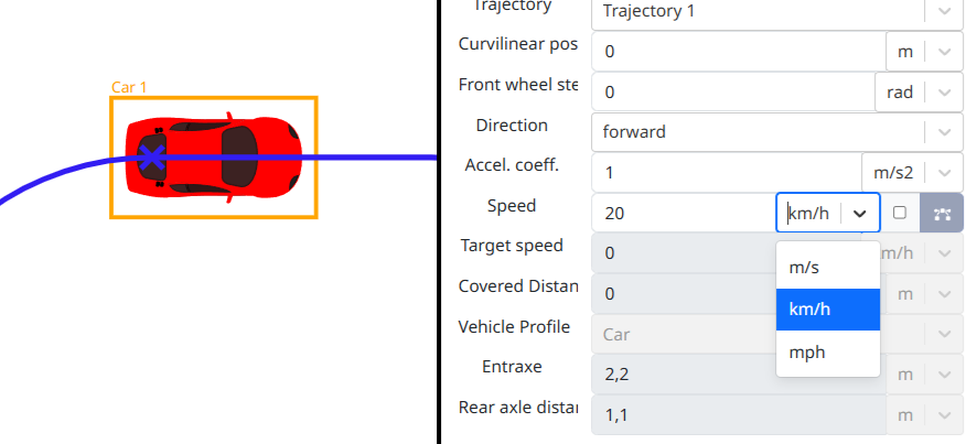 user can change the unit used by a parameter