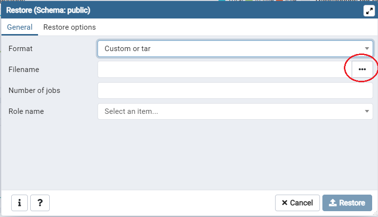 select the backup file Select the backup file