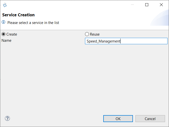 Create Service “Speed_Management” Create Service “Speed_Management”