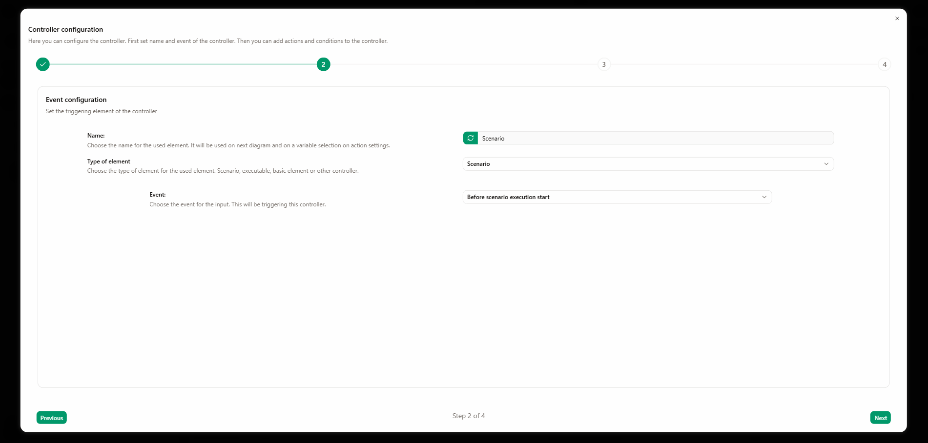 Configuration événement contrôleur