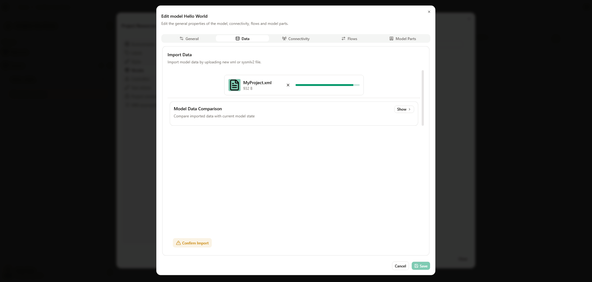 Résumé des types et flux importés