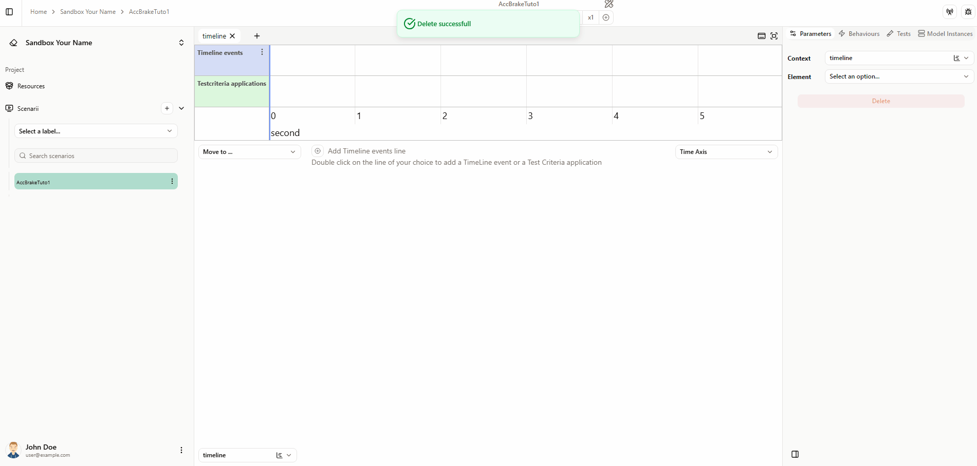 Timeline action parameters Timeline action parameters