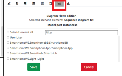 Among all the icons of the element tab, there is an icon called Diagram Flows, represented by a double edged arrow.
