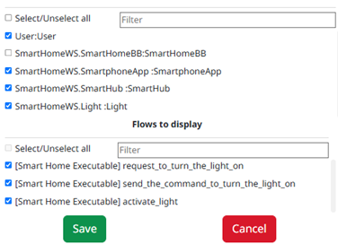 All model part instances are selected, excepted for SmartHomeBB, and all the eligible flows are selected.