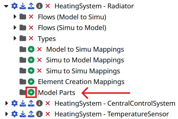 In the Radiator Executable, one of the folder called Model Parts has an highlighted '+' icon next to it.