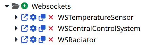 In the Websockets folder, we can see WSTemperatureSensor, WSCentralControlSystem, and WSRadiator