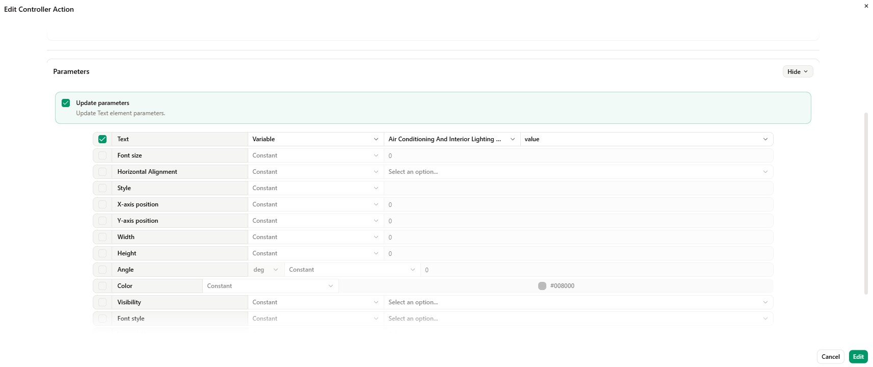 Configure controller action