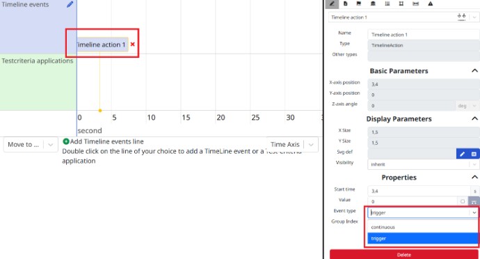 Timeline action properties