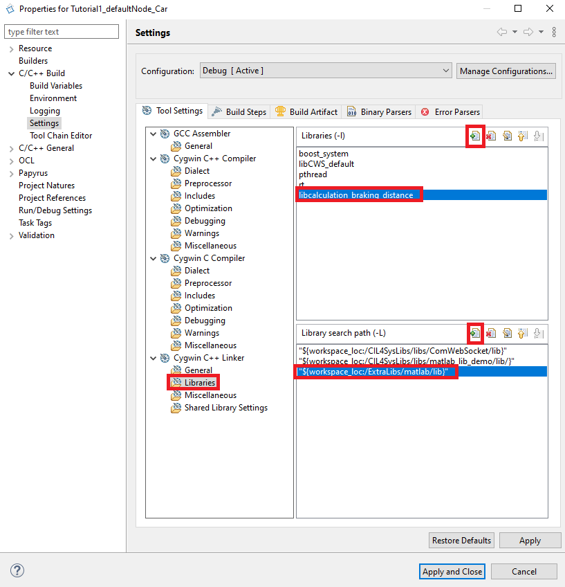 Adding library name and path Adding library name and path