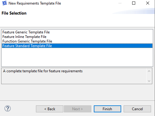 Second page to load a requirement template Second page to load a requirement template